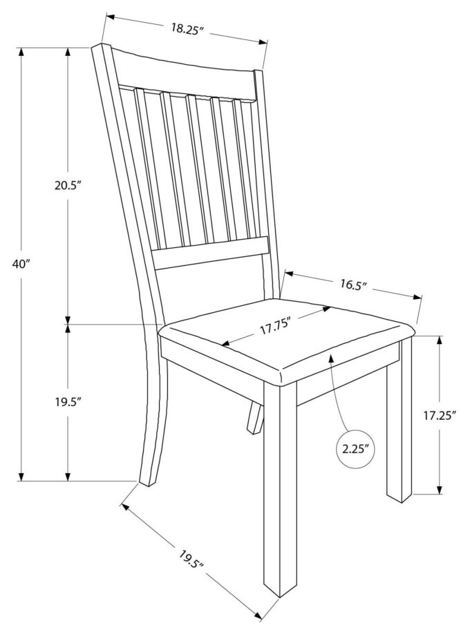 DINING CHAIR - 2PCS / 40"H BROWN WALNUT / BEIGE FABRIC - Image 4