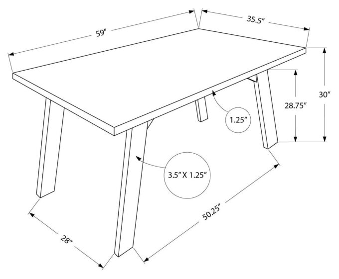 DINING TABLE - 36"X 60" / BROWN WALNUT - Image 6