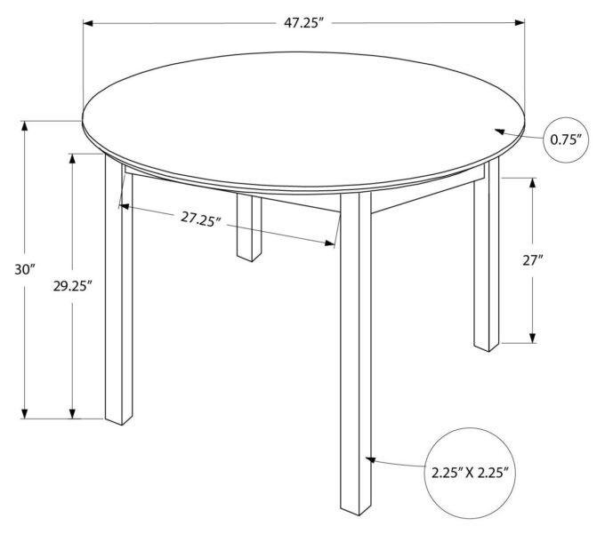 DINING TABLE - 48"DIA / BROWN WALNUT - Image 7