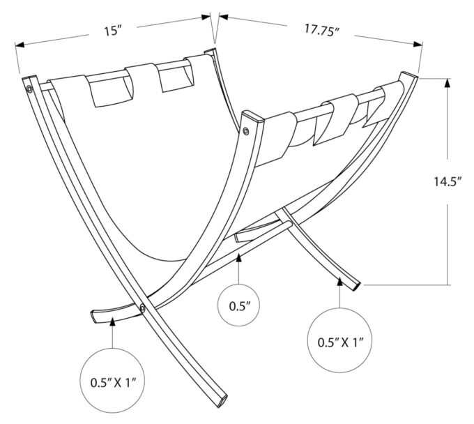 MAGAZINE RACK - BLACK LEATHER-LOOK / CHROME METAL - Image 4