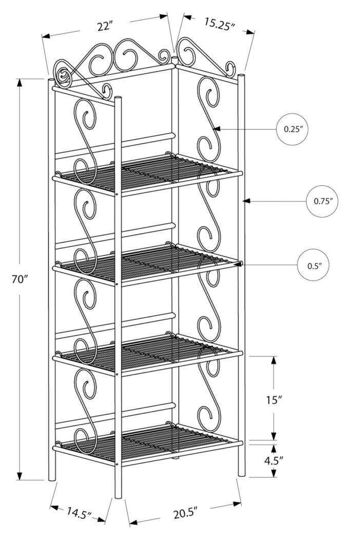 BOOKCASE - 70"H / COPPER METAL ETAGERE - Image 5