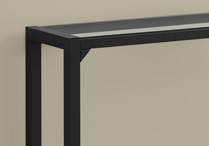 ACCENT TABLE - 42"L / BLACK / TEMPERED GLASS HALL CONSOLE - Image 3