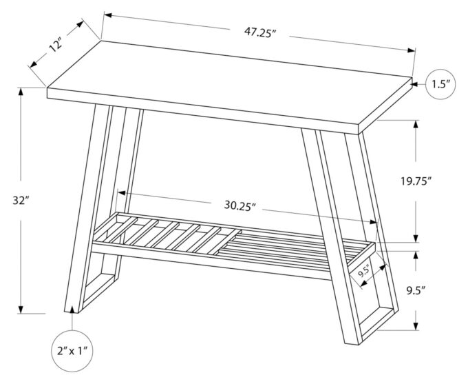 ACCENT TABLE - 48"L / DARK TAUPE / BLACK HALL CONSOLE - Image 5