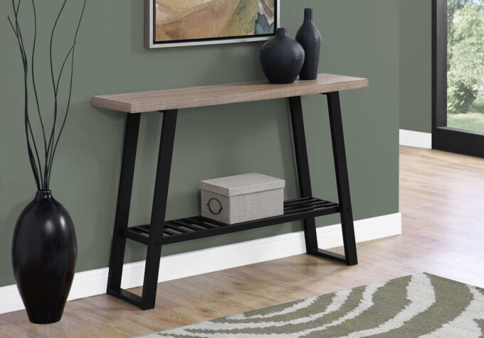 ACCENT TABLE - 48"L / DARK TAUPE / BLACK HALL CONSOLE - Image 2