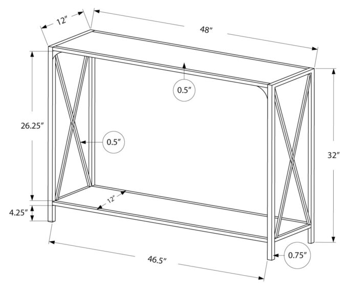 ACCENT TABLE - 48"L / WHITE / WHITE METAL HALL CONSOLE - Image 5