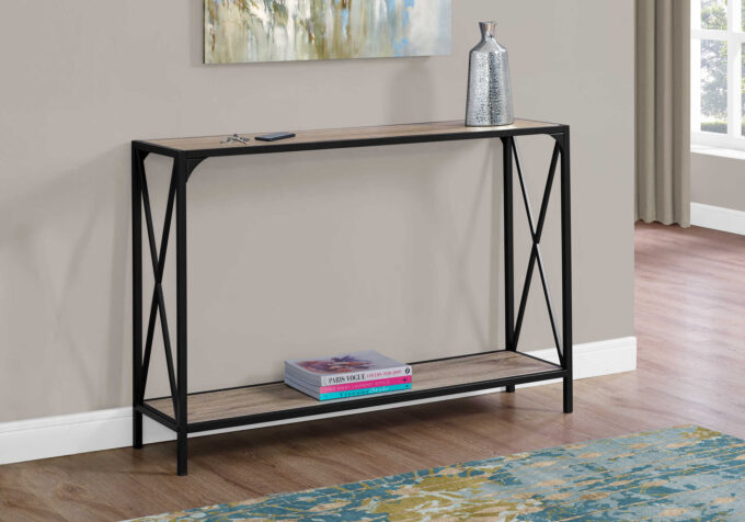 ACCENT TABLE - 48"L / DARK TAUPE / BLACK HALL CONSOLE