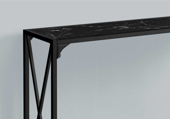 ACCENT TABLE - 48"L / BLACK MARBLE / BLACK HALL CONSOLE - Image 4