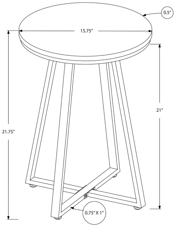 ACCENT TABLE - 22"H / GREY / BLACK METAL - Image 5