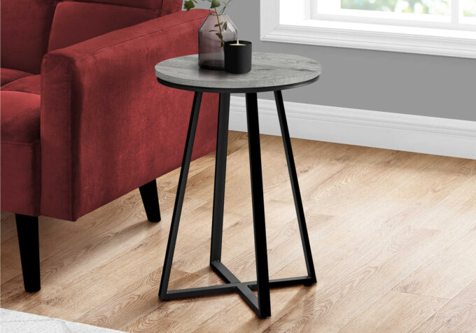 ACCENT TABLE - 22"H / GREY / BLACK METAL