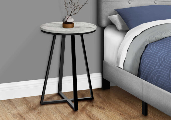 ACCENT TABLE - 22"H / GREY / BLACK METAL - Image 2