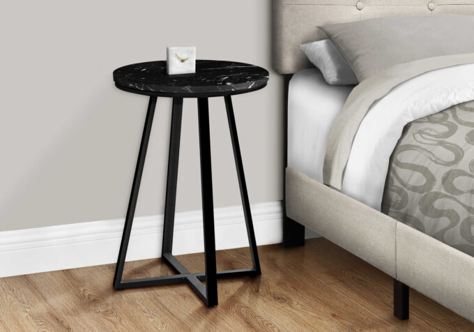 ACCENT TABLE - 22"H / BLACK MARBLE / BLACK METAL - Image 2