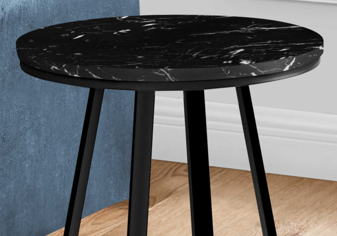 ACCENT TABLE - 22"H / BLACK MARBLE / BLACK METAL - Image 4