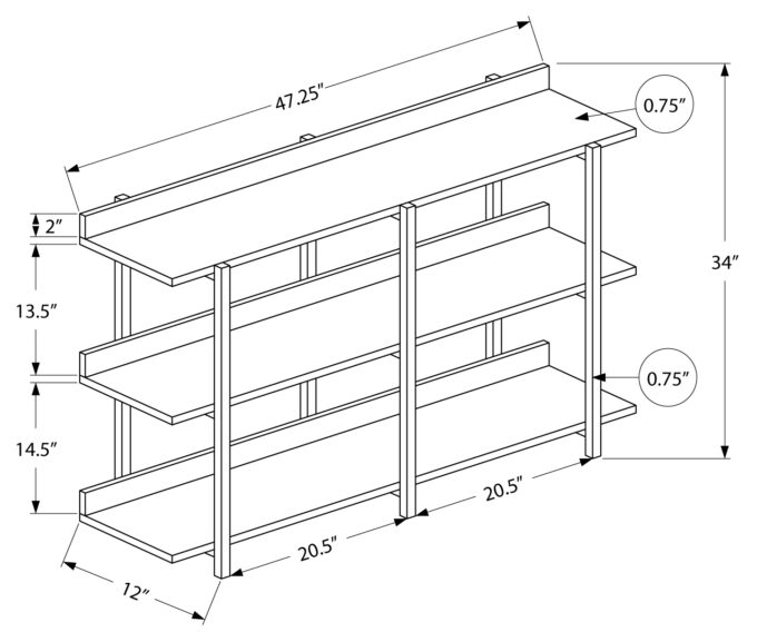 ACCENT TABLE - 48"L / ESPRESSO / BLACK METAL HALL CONSOLE - Image 5