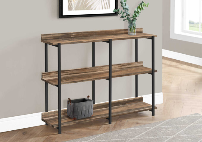 ACCENT TABLE - 48"L / BROWN RECLAIMED / BLACK CONSOLE - Image 2