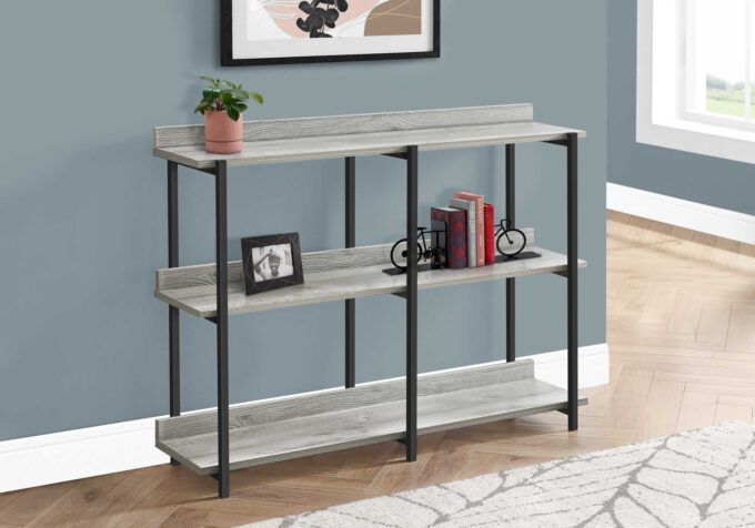 ACCENT TABLE - 48"L / GREY / BLACK METAL HALL CONSOLE