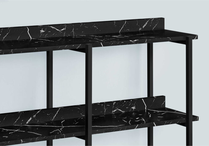 ACCENT TABLE - 48"L / BLACK MARBLE / BLACK METAL CONSOLE - Image 3