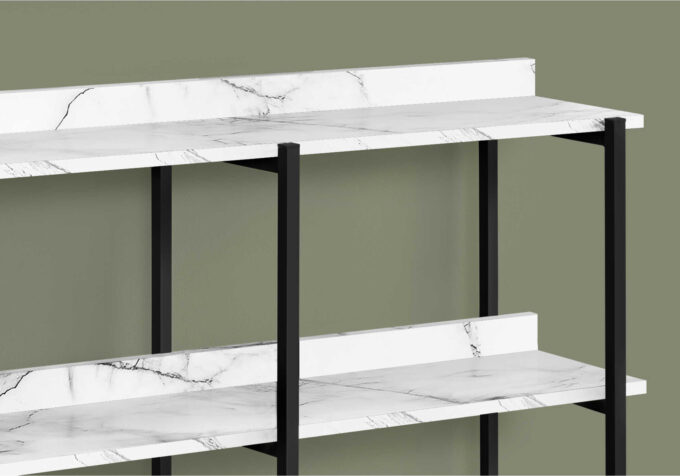 ACCENT TABLE - 48"L / WHITE MARBLE / BLACK METAL CONSOLE - Image 3