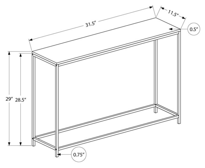 ACCENT TABLE - 32"L / BLACK / BLACK METAL HALL CONSOLE - Image 5