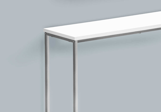 ACCENT TABLE - 32"L / WHITE / SILVER METAL CONSOLE - Image 3