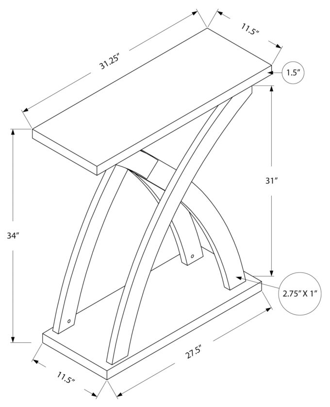 ACCENT TABLE - 32"L / ESPRESSO HALL CONSOLE - Image 5