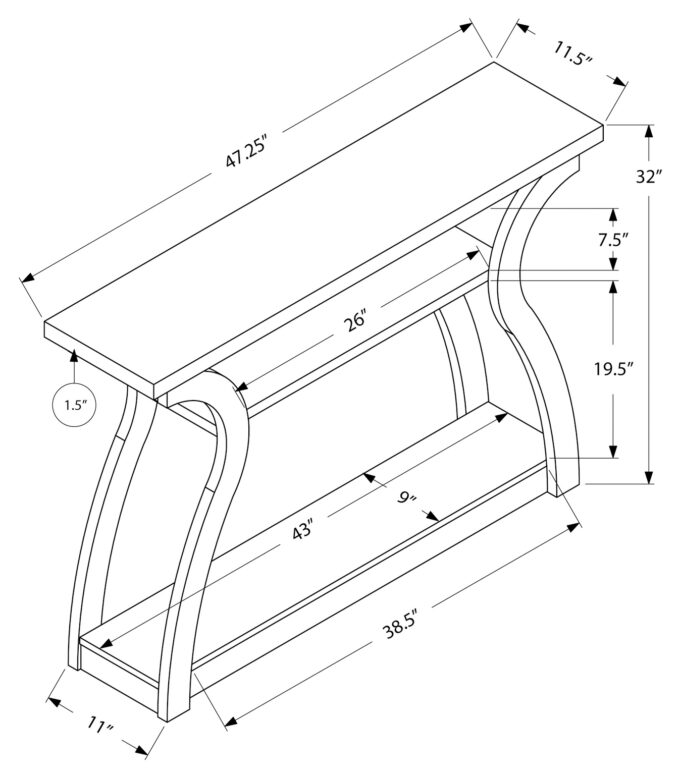 ACCENT TABLE - 47"L / ESPRESSO HALL CONSOLE - Image 5