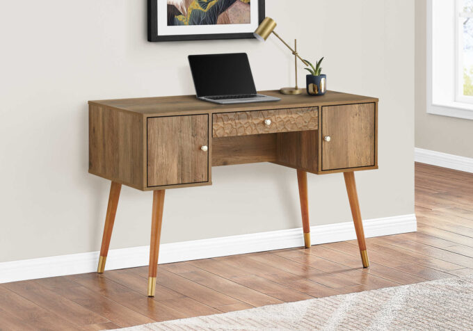 COMPUTER DESK - 48"L / WALNUT MID-CENTURY