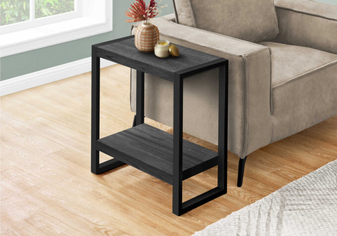 ACCENT TABLE - BLACK RECLAIMED WOOD-LOOK / BLACK METAL