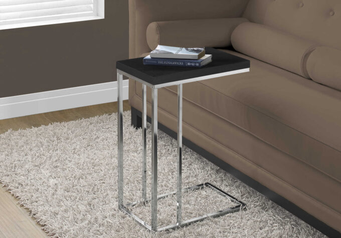 ACCENT TABLE - ESPRESSO WITH CHROME METAL