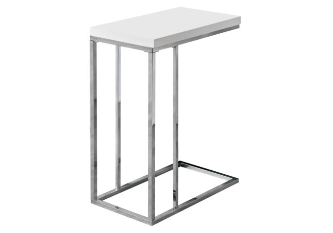 ACCENT TABLE - GLOSSY WHITE WITH CHROME METAL - Image 2