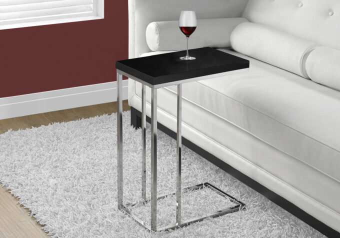 ACCENT TABLE - GLOSSY BLACK WITH CHROME METAL