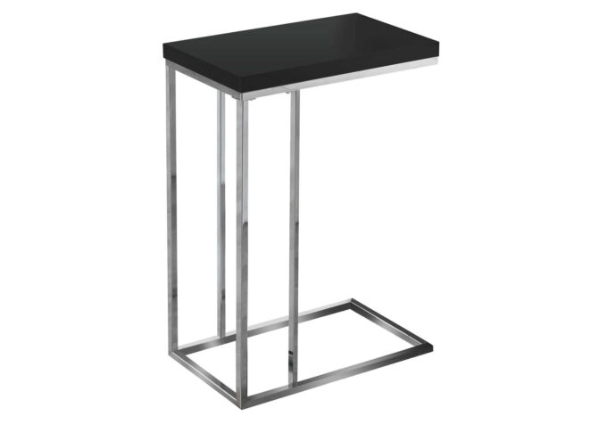 ACCENT TABLE - GLOSSY BLACK WITH CHROME METAL - Image 2