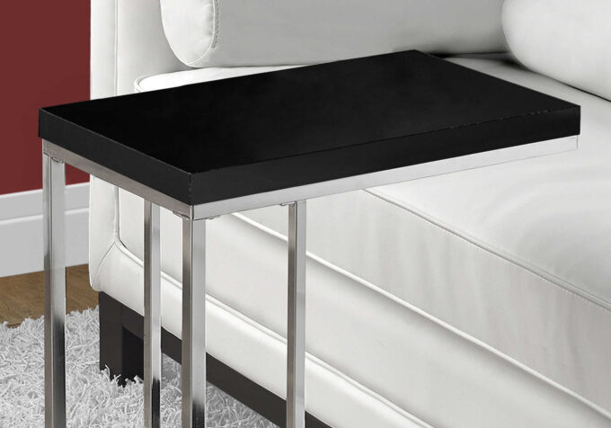 ACCENT TABLE - GLOSSY BLACK WITH CHROME METAL - Image 3