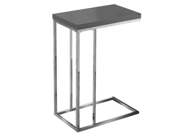 ACCENT TABLE - GLOSSY GREY WITH CHROME METAL - Image 2