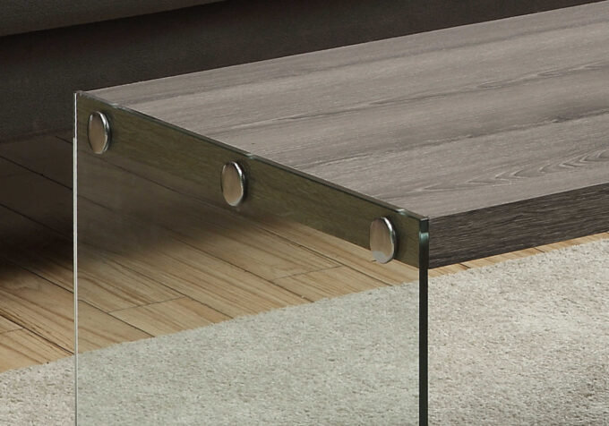 COFFEE TABLE - DARK TAUPE WITH TEMPERED GLASS - Image 3