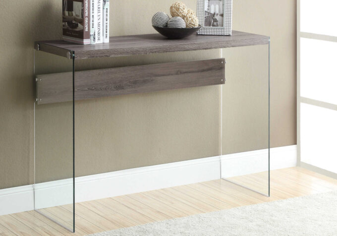 ACCENT TABLE - 44"L / DARK TAUPE / TEMPERED GLASS