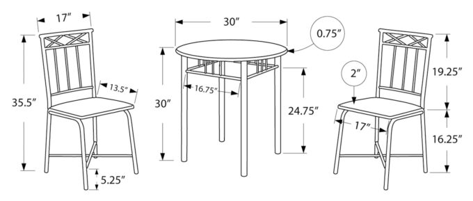 DINING SET - 3PCS SET / GREY MARBLE / CHARCOAL METAL - Image 4