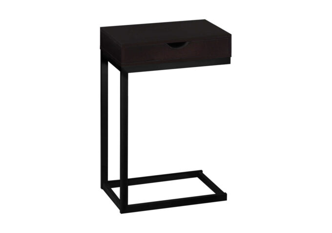 ACCENT TABLE - ESPRESSO / BLACK METAL WITH A DRAWER - Image 2