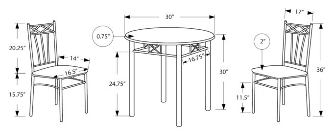 DINING SET - 3PCS SET / ESPRESSO / SILVER METAL - Image 4