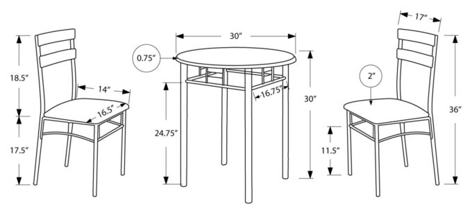 DINING SET - 3PCS SET / BLACK / SILVER METAL - Image 4