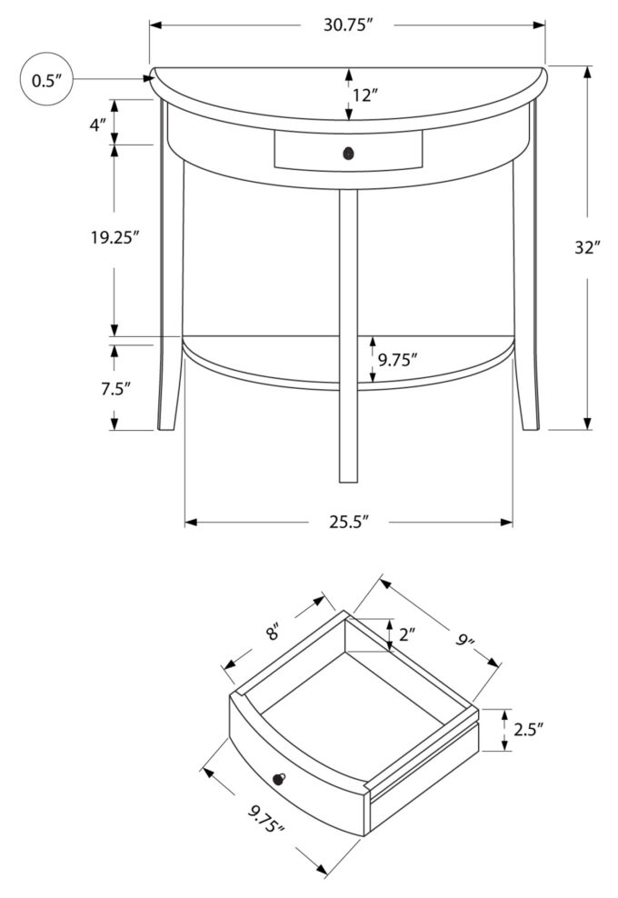 ACCENT TABLE - 31"L / DARK CHERRY HALL CONSOLE - Image 5