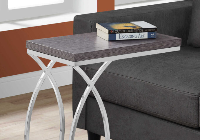 ACCENT TABLE - GREY WITH CHROME METAL - Image 4