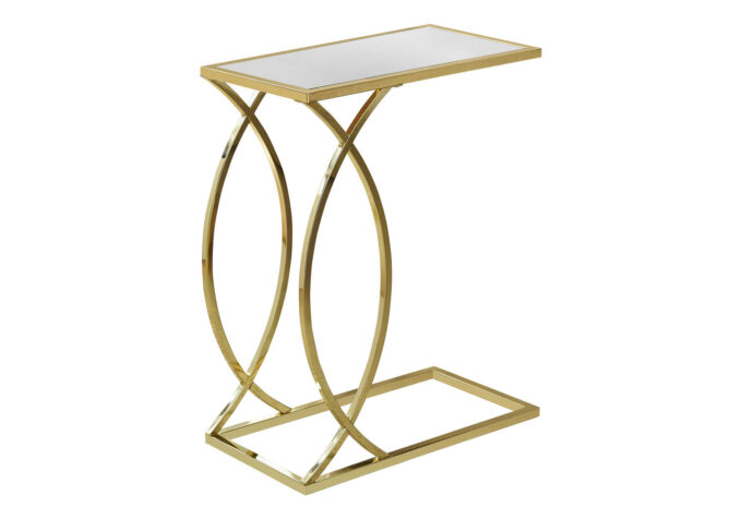 ACCENT TABLE - MIRROR TOP WITH GOLD METAL - Image 2