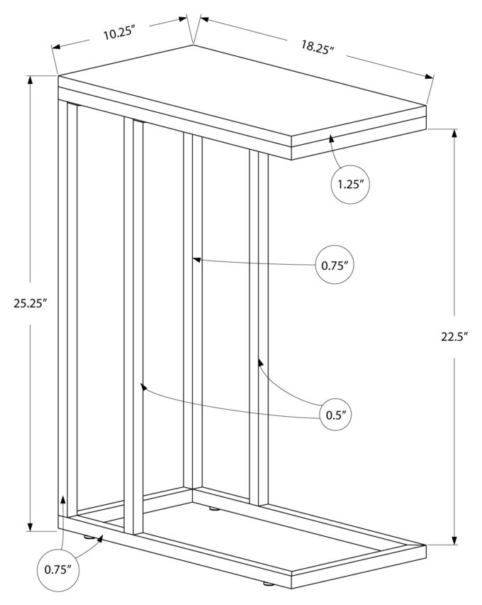 ACCENT TABLE - NATURAL WITH CHROME METAL - Image 5