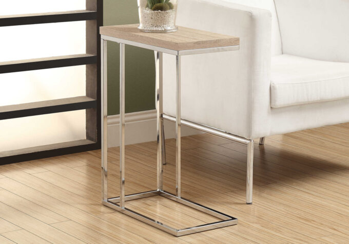 ACCENT TABLE - NATURAL WITH CHROME METAL