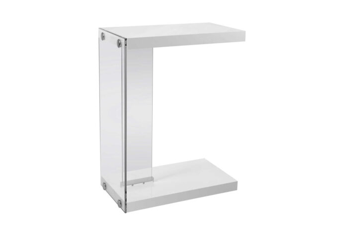 ACCENT TABLE - GLOSSY WHITE WITH TEMPERED GLASS - Image 2