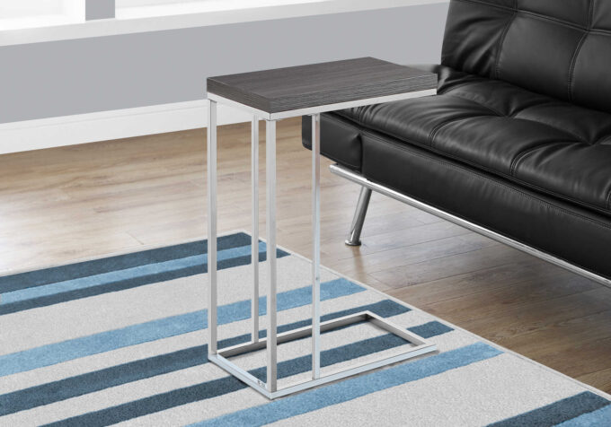 ACCENT TABLE - GREY WITH CHROME METAL