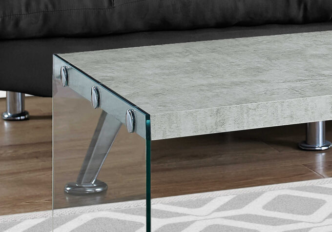 COFFEE TABLE - GREY CEMENT WITH TEMPERED GLASS - Image 2