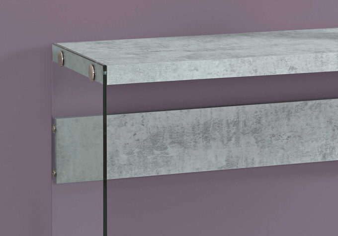 ACCENT TABLE - 44"L / GREY CEMENT / TEMPERED GLASS - Image 3