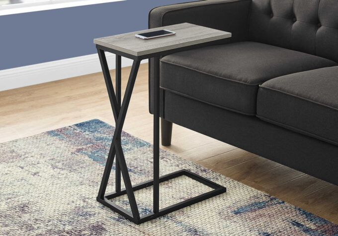 ACCENT TABLE - 25"H / GREY / BLACK METAL