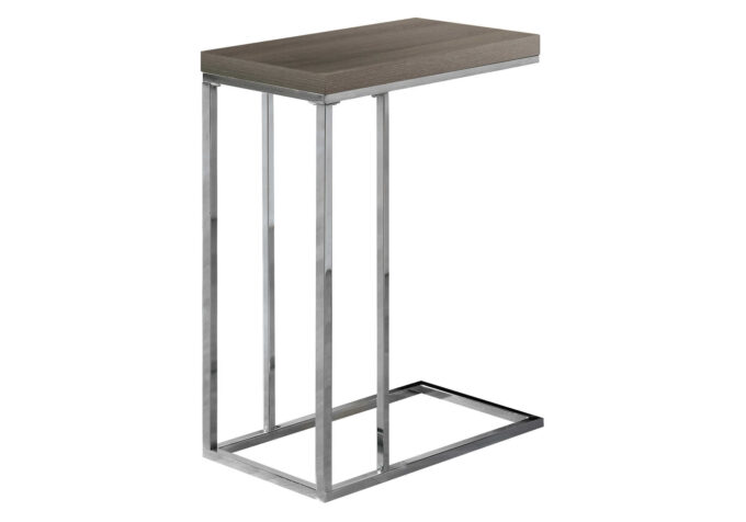 ACCENT TABLE - DARK TAUPE WITH CHROME METAL - Image 2